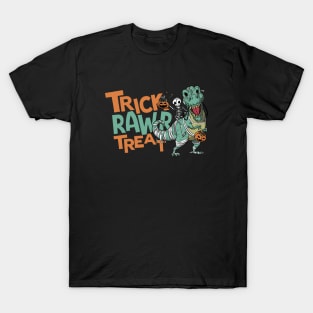 Trick Rawr Treat // Skeleton Riding T-Rex T-Shirt